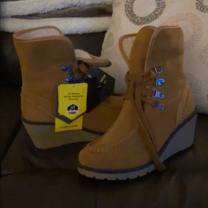 Womens Sienna Fold Over Waterproof Wedge Boots